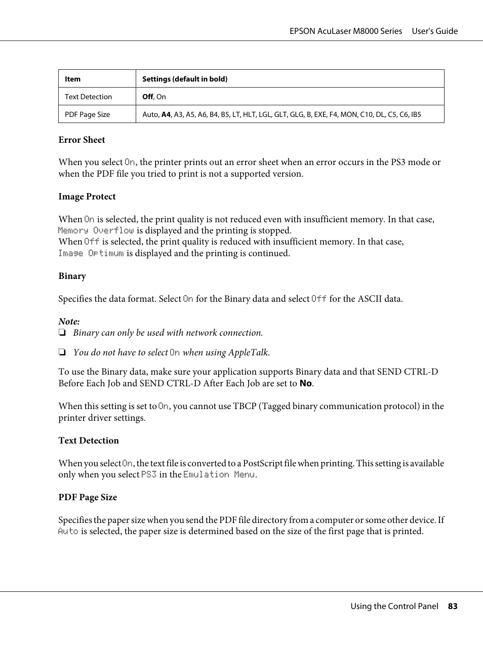 Epson ACULASER M8000 series User Manual | Page 83 / 248