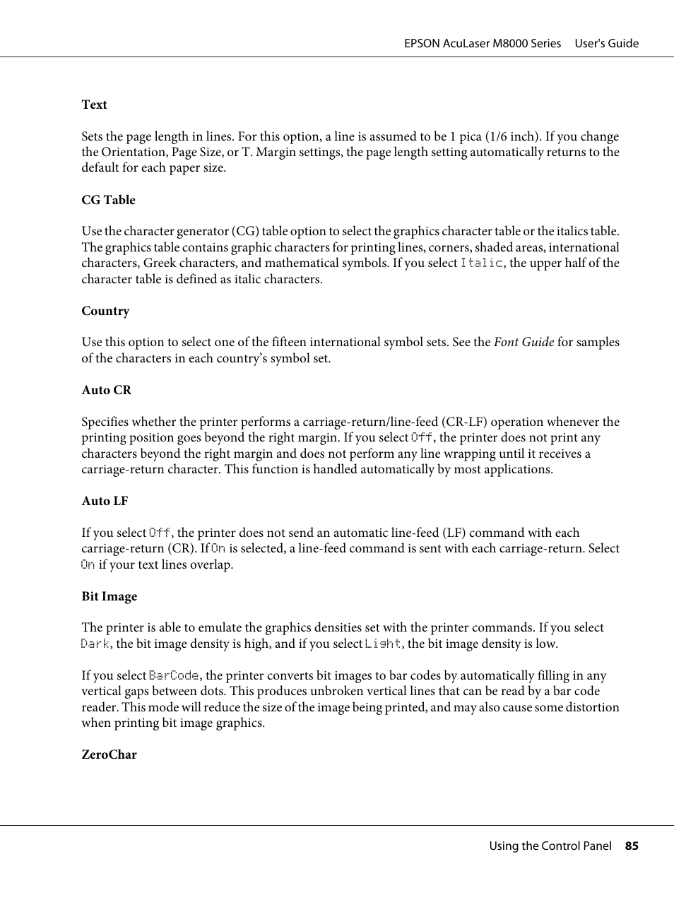 Epson ACULASER M8000 series User Manual | Page 85 / 248