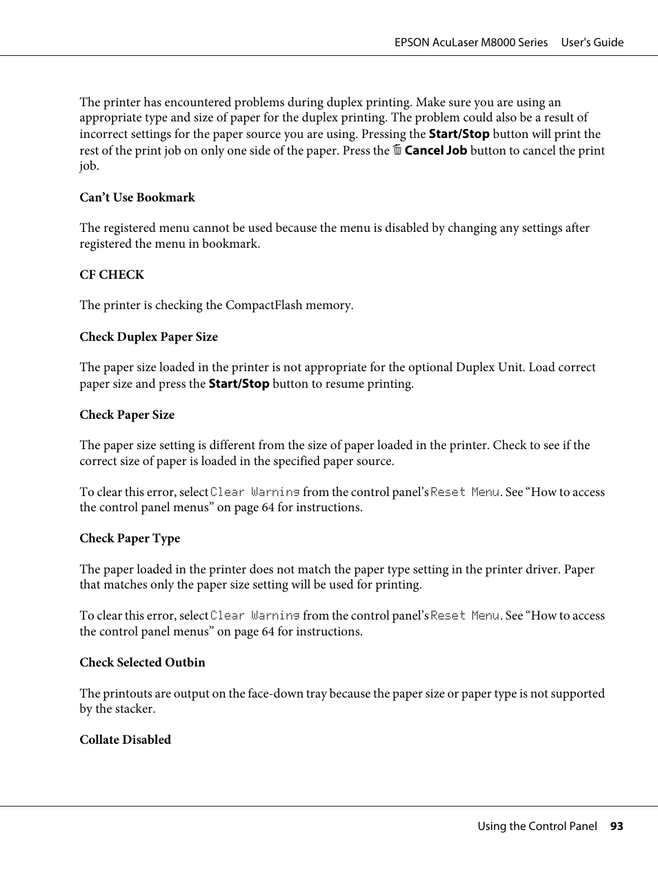 Epson ACULASER M8000 series User Manual | Page 93 / 248