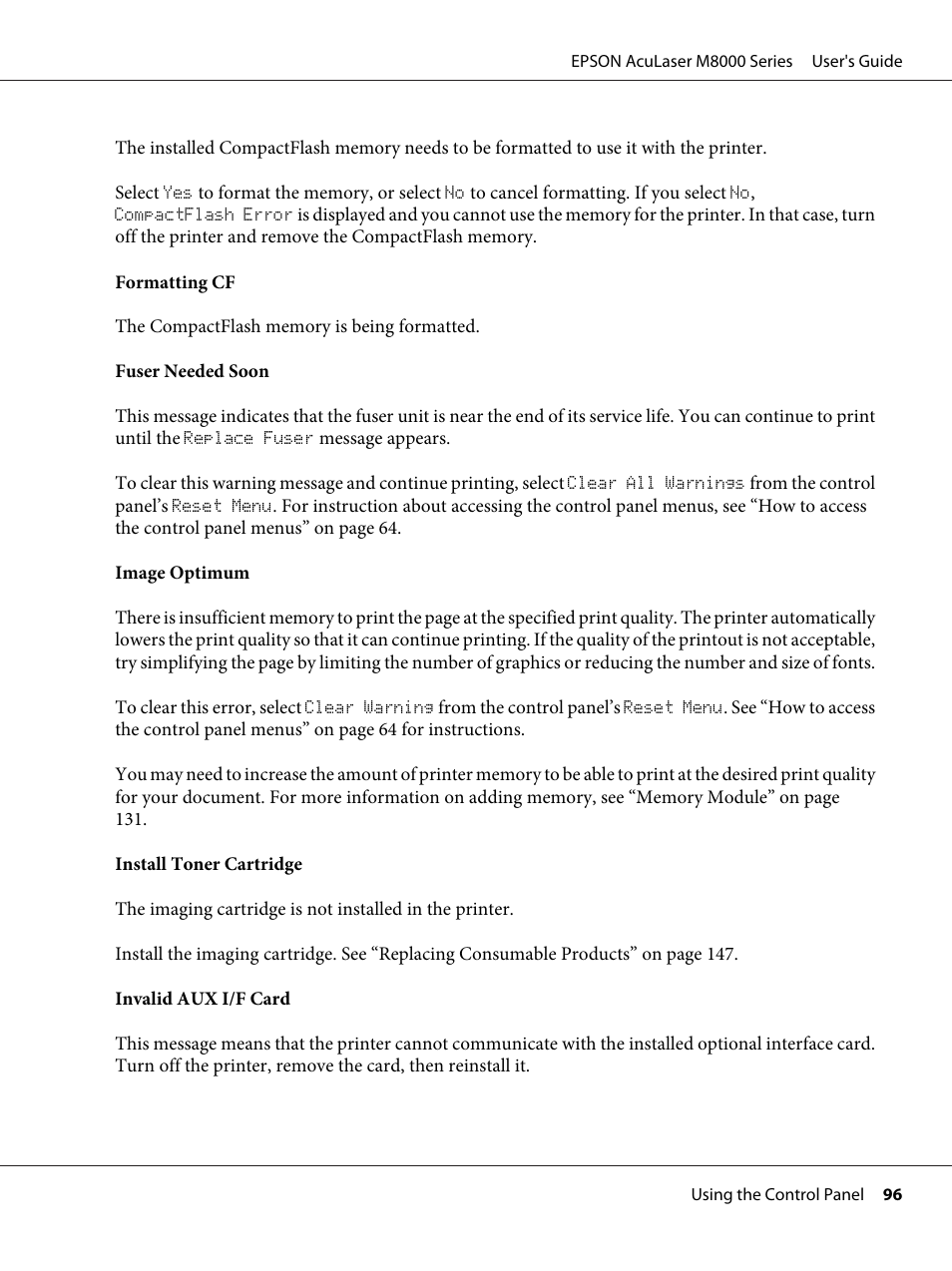 Epson ACULASER M8000 series User Manual | Page 96 / 248