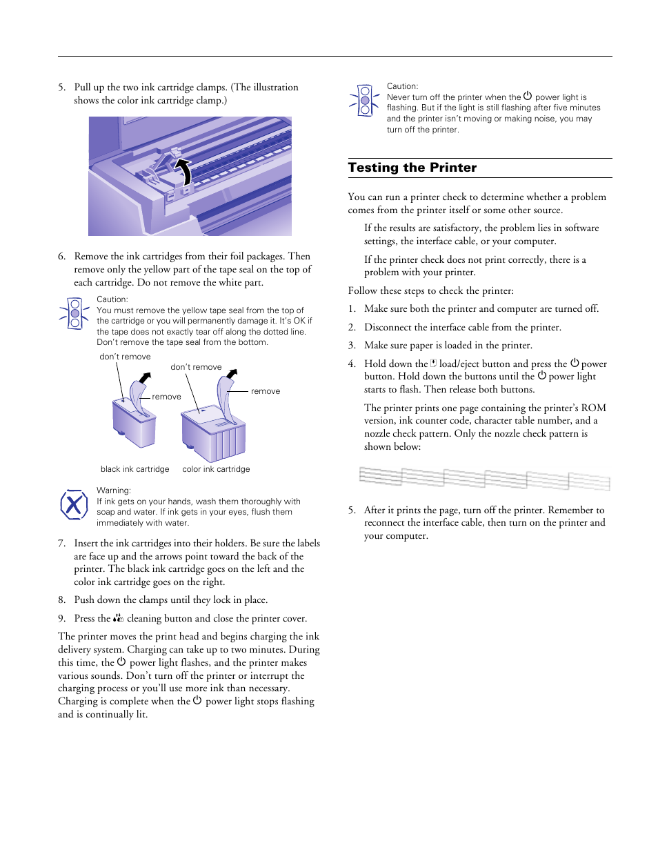 Testing the printer, Epson stylus photo ex | Epson Stylus Photo EX 220-240 V User Manual | Page 7 / 12