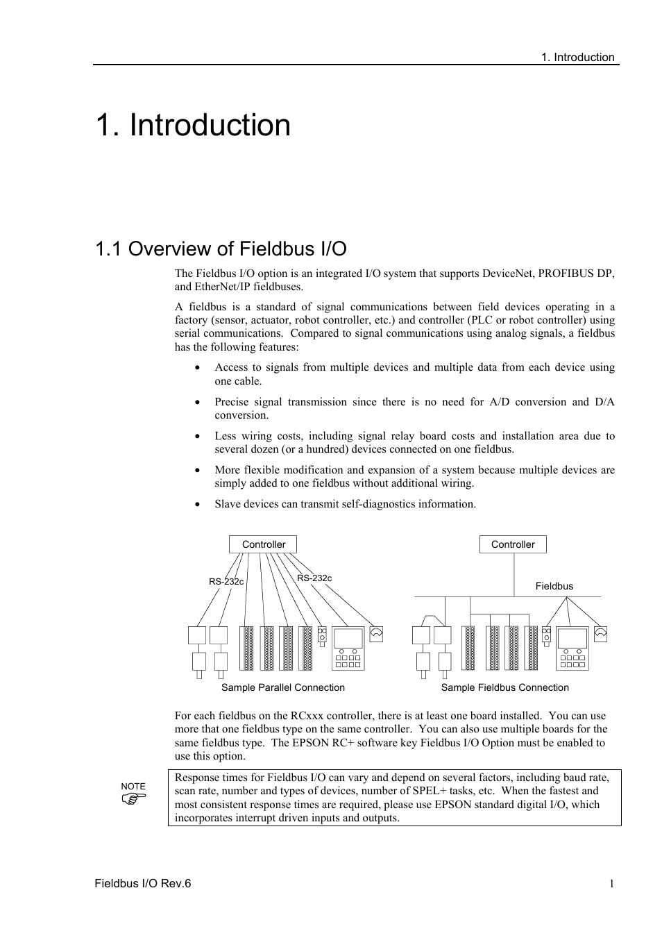 Introduction, 1 overview of fieldbus i/o | Epson EM07ZS1647F User Manual | Page 13 / 168