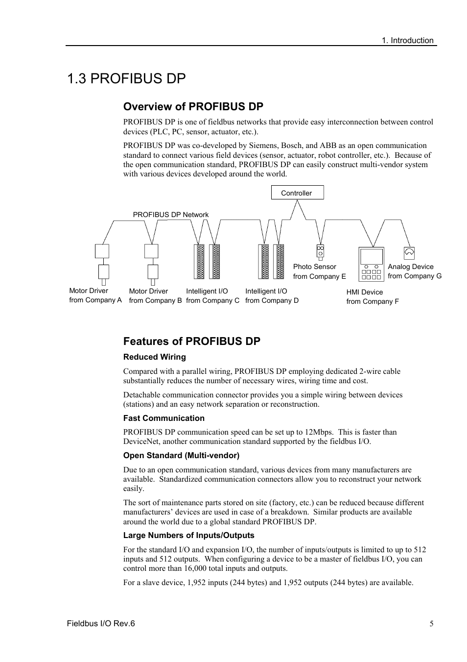 3 profibus dp, Overview of profibus dp, Features of profibus dp | Epson EM07ZS1647F User Manual | Page 17 / 168