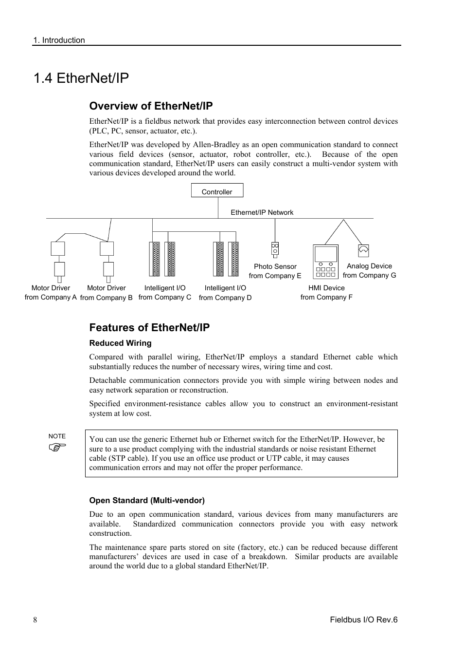 4 ethernet/ip, Overview of ethernet/ip, Features of ethernet/ip | Epson EM07ZS1647F User Manual | Page 20 / 168