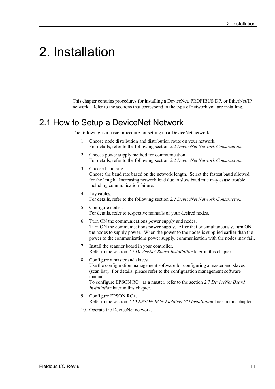 Installation, 1 how to setup a devicenet network | Epson EM07ZS1647F User Manual | Page 23 / 168
