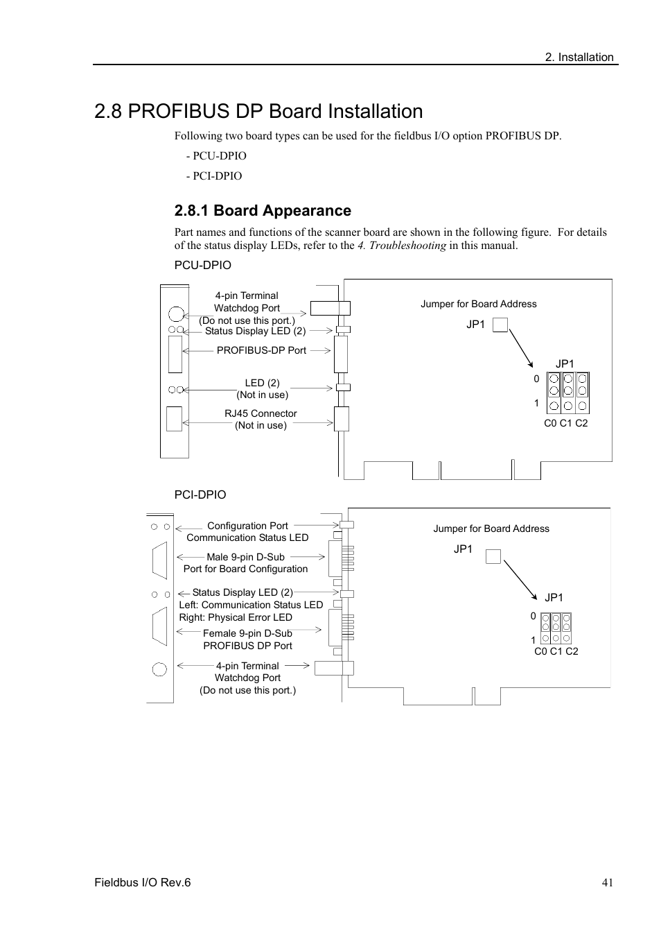 8 profibus dp board installation, 1 board appearance | Epson EM07ZS1647F User Manual | Page 53 / 168