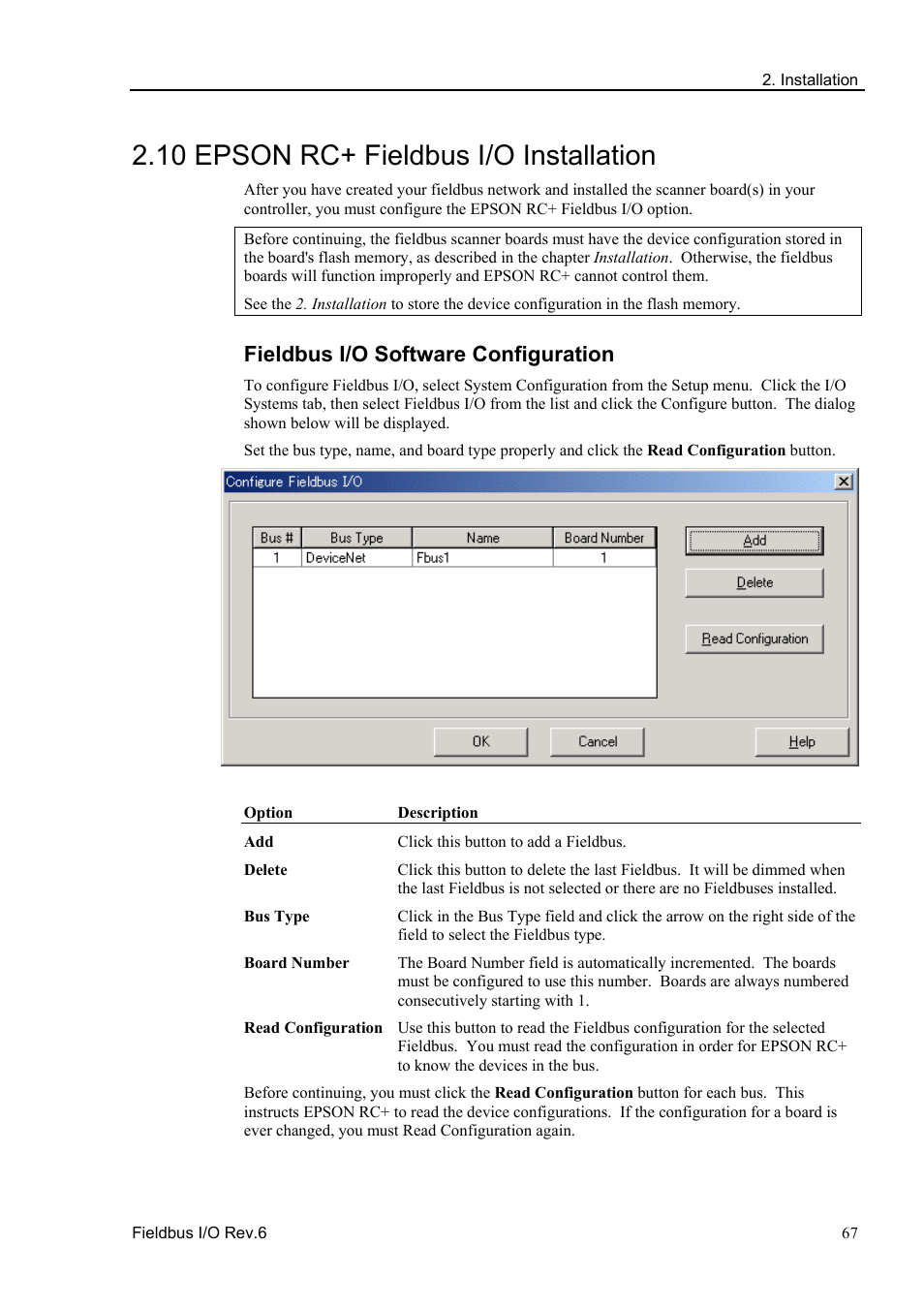 10 epson rc+ fieldbus i/o installation, Fieldbus i/o software configuration | Epson EM07ZS1647F User Manual | Page 79 / 168