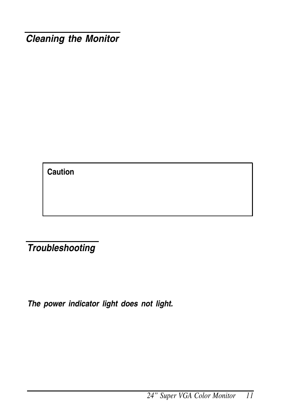 Cleaning the monitor, Troubleshooting | Epson A881381 User Manual | Page 19 / 26