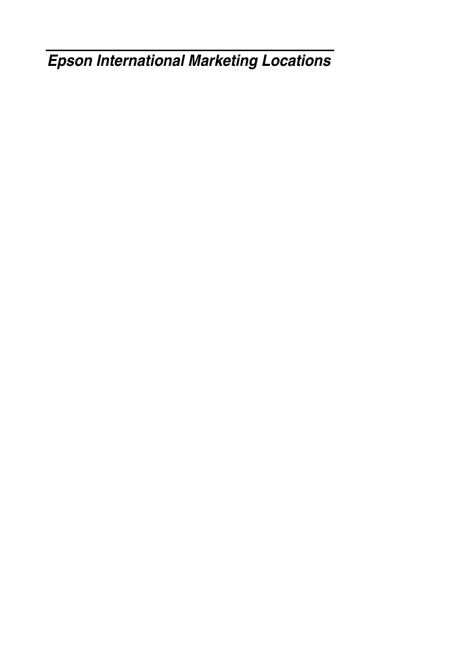 Epson international marketing locations | Epson A881381 User Manual | Page 24 / 26