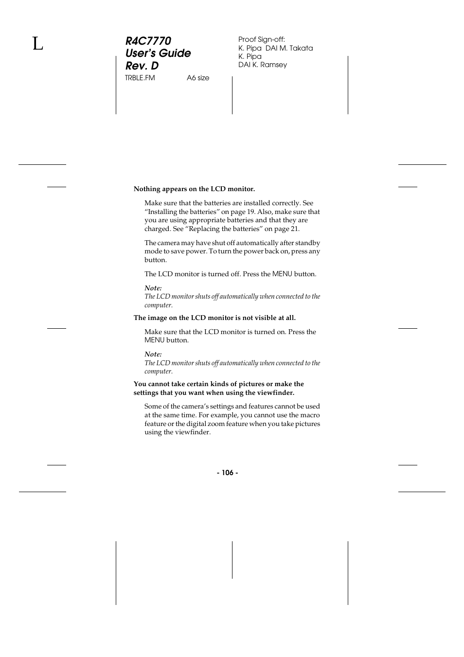 Epson 2100Z User Manual | Page 118 / 156