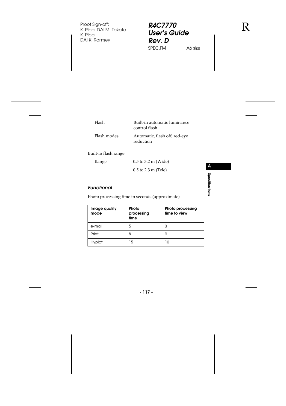 Functional | Epson 2100Z User Manual | Page 129 / 156