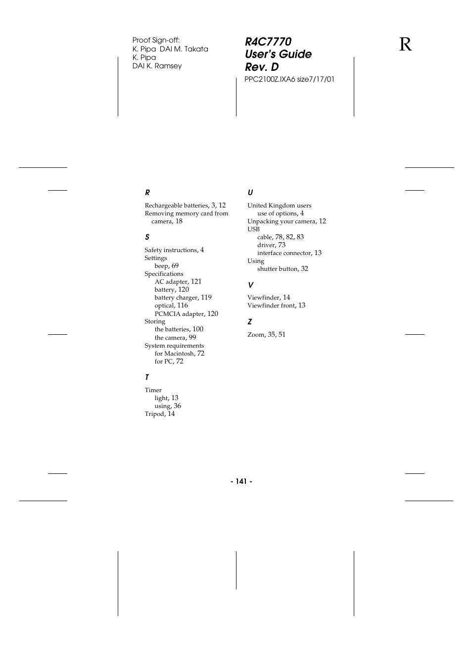 Epson 2100Z User Manual | Page 153 / 156