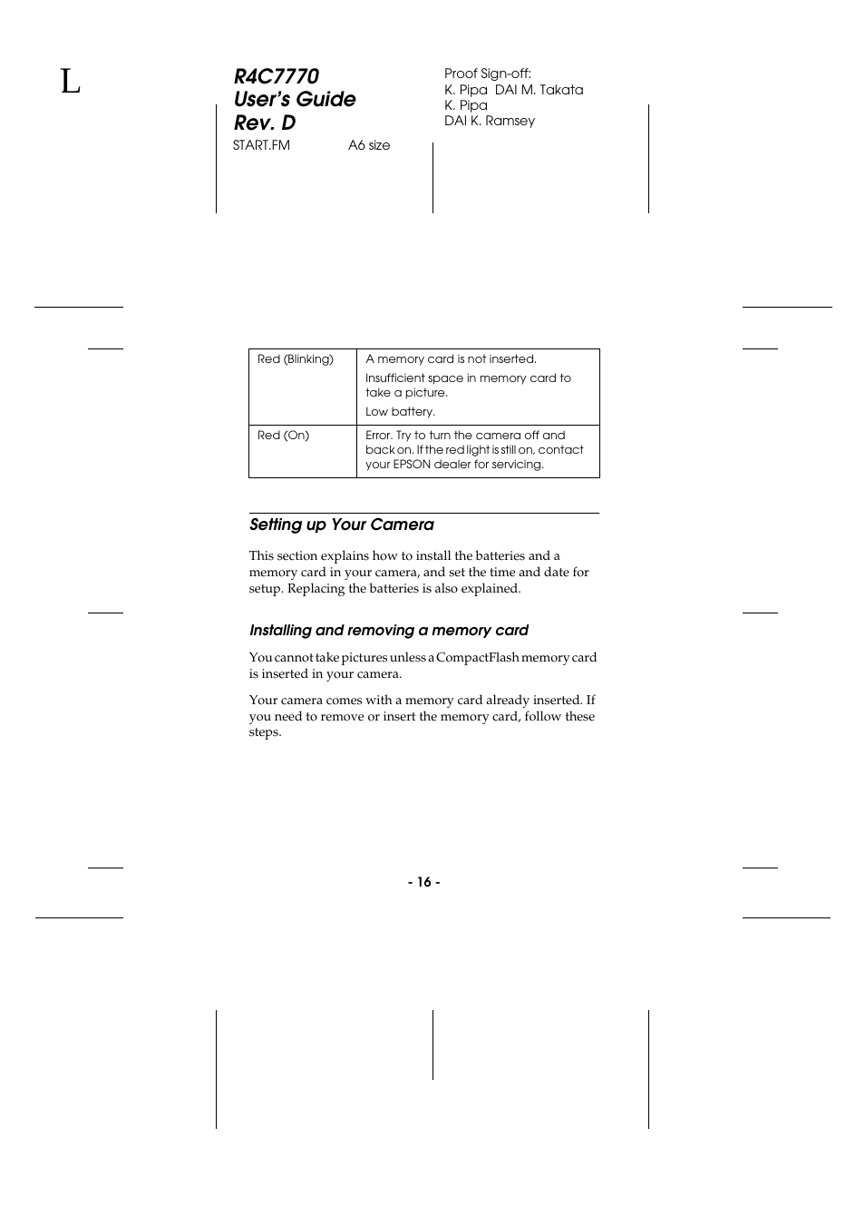 Setting up your camera, Installing and removing a memory card | Epson 2100Z User Manual | Page 28 / 156