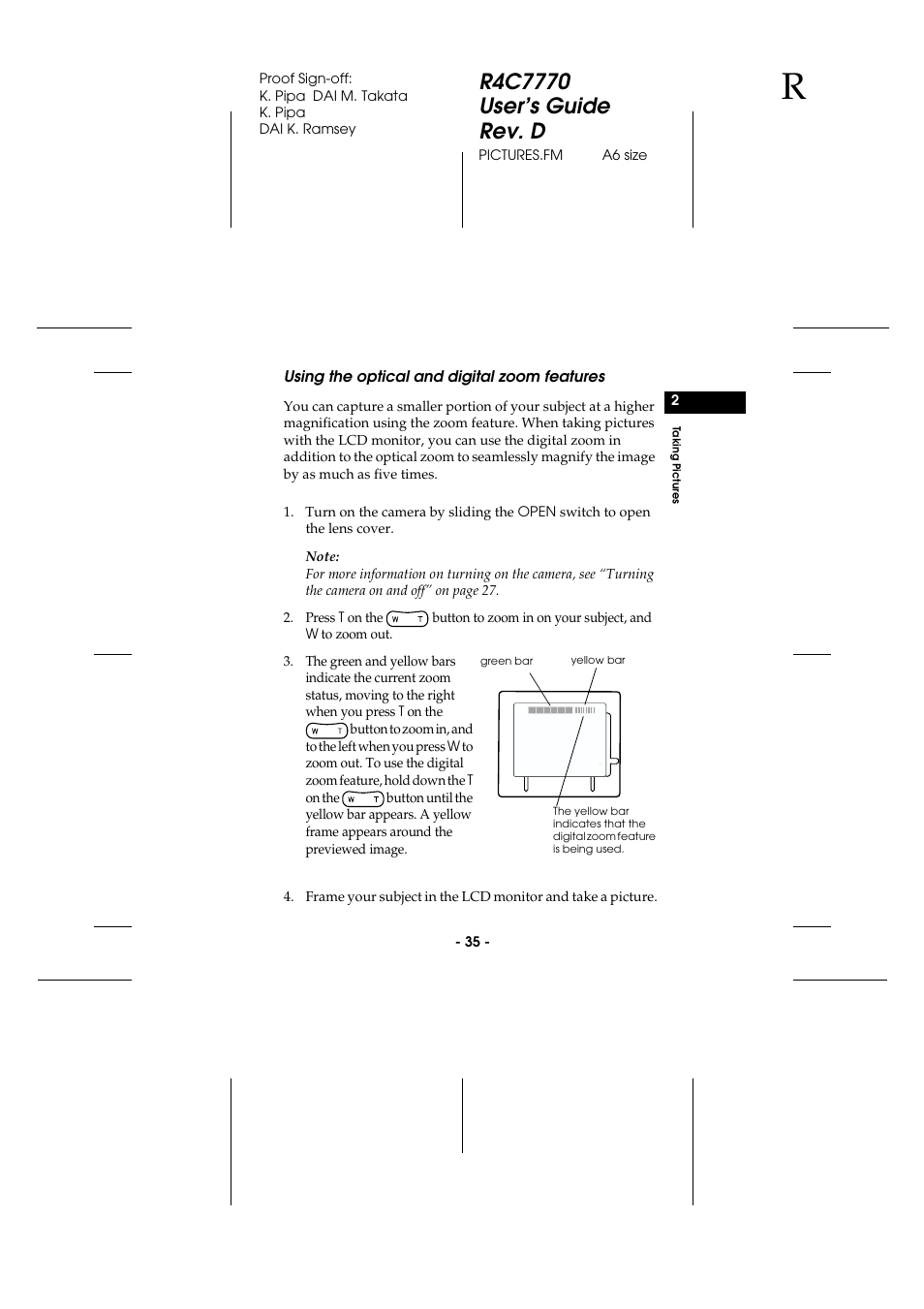 Using the optical and digital zoom features | Epson 2100Z User Manual | Page 47 / 156