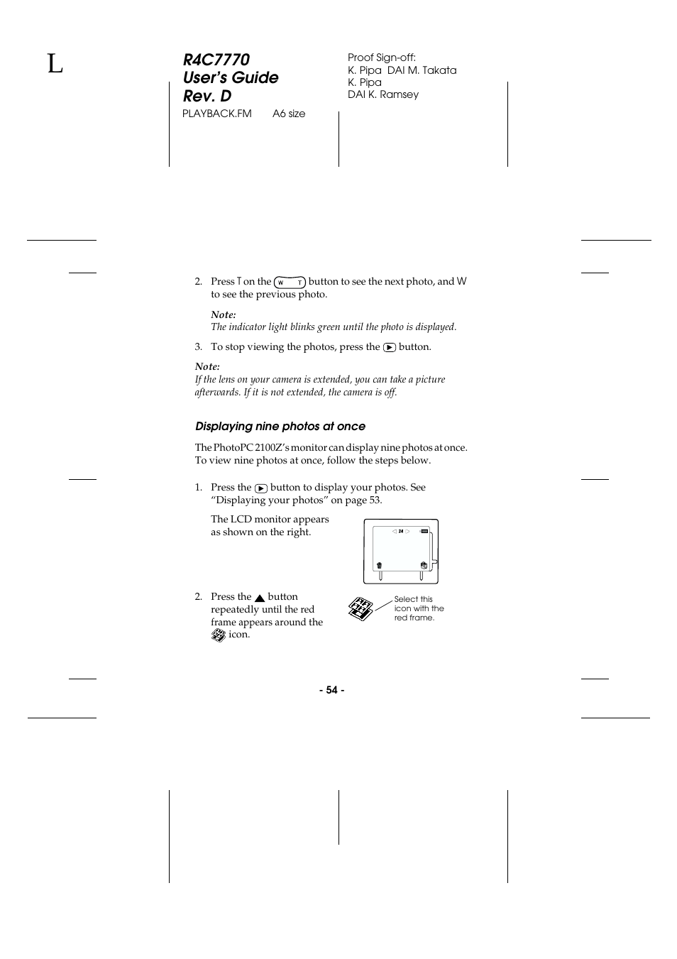 Displaying nine photos at once | Epson 2100Z User Manual | Page 66 / 156