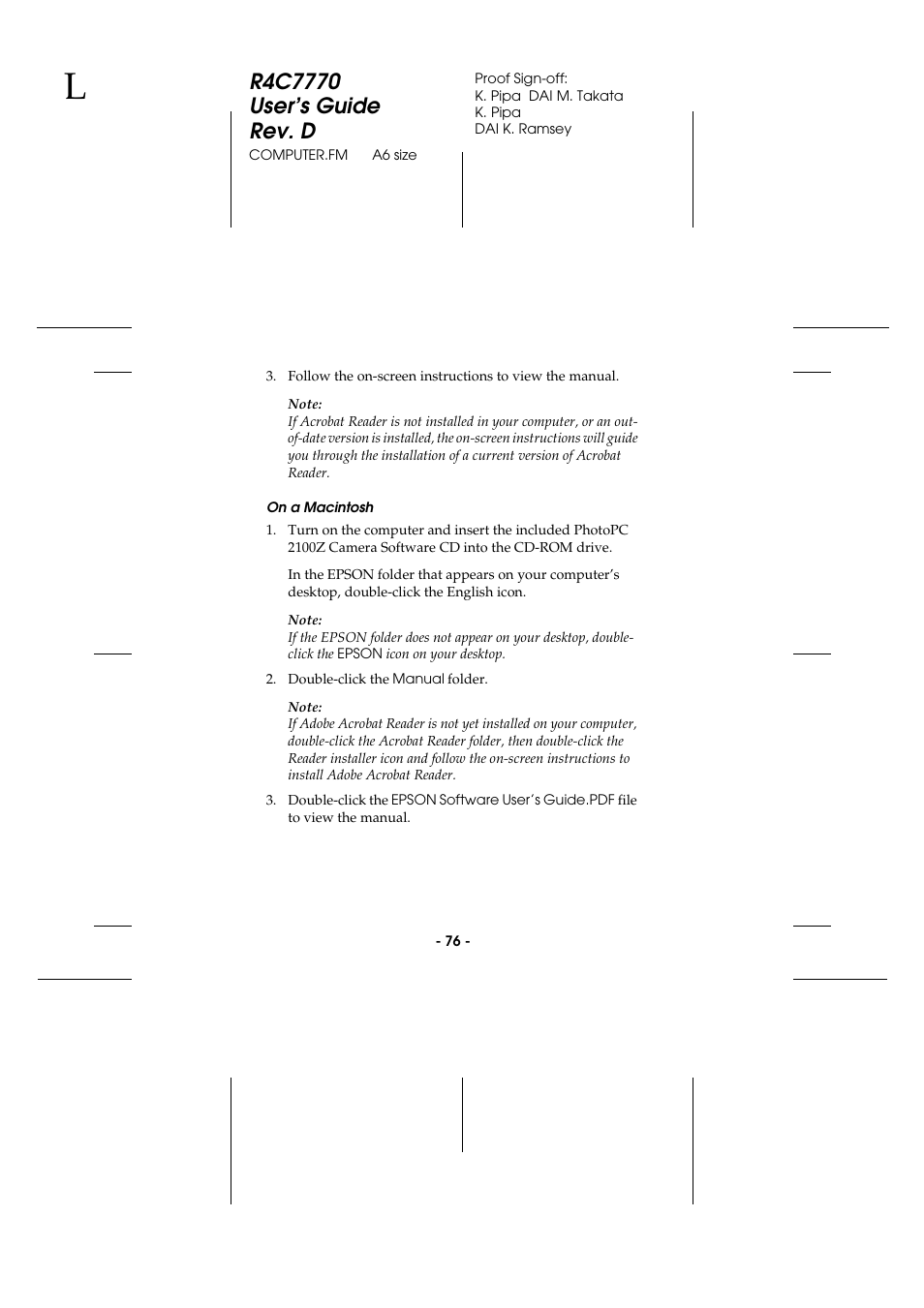 On a macintosh | Epson 2100Z User Manual | Page 88 / 156