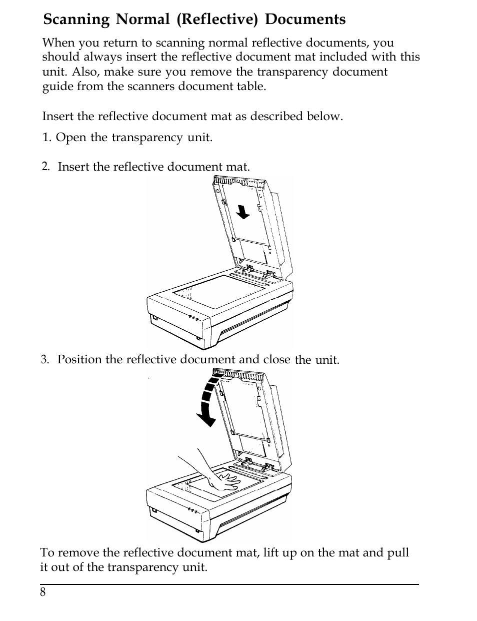 Scanning normal (reflective) documents | Epson B813021 User Manual | Page 8 / 8