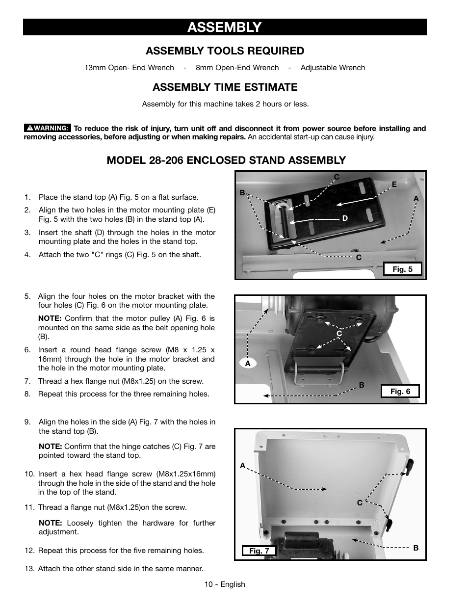 Assembly, Assembly tools required assembly time estimate | Epson DELTA 28-276 User Manual | Page 10 / 76