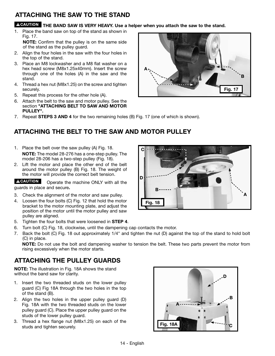 Attaching the pulley guards | Epson DELTA 28-276 User Manual | Page 14 / 76