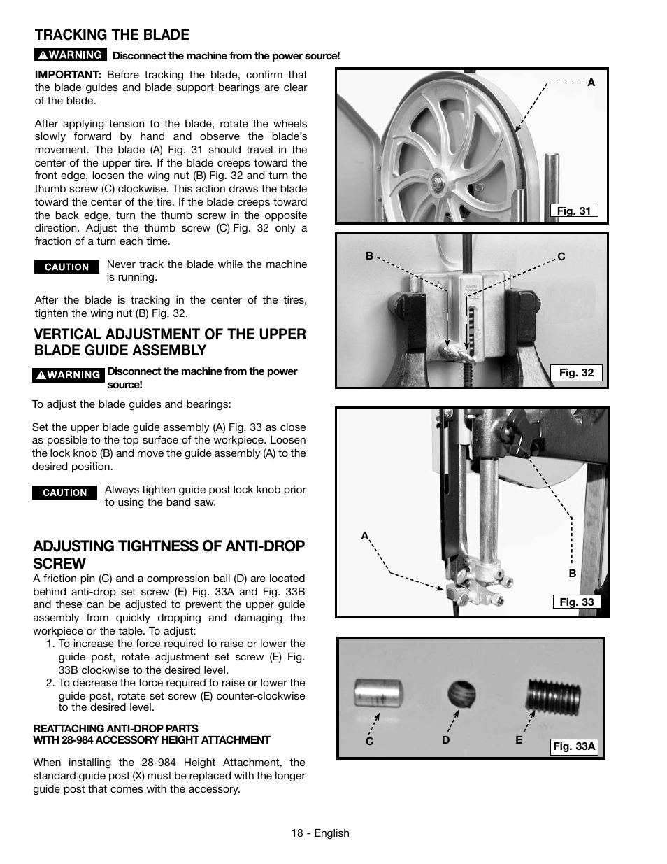 Adjusting tightness of anti-drop screw | Epson DELTA 28-276 User Manual | Page 18 / 76