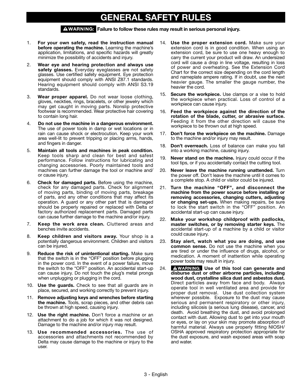 General safety rules | Epson DELTA 28-276 User Manual | Page 3 / 76