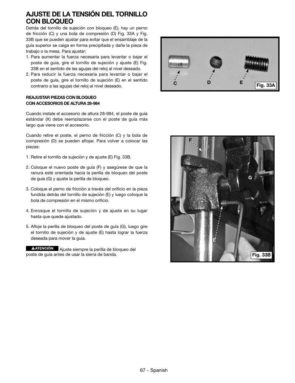 Ajuste de la tensión del tornillo con bloqueo | Epson DELTA 28-276 User Manual | Page 67 / 76