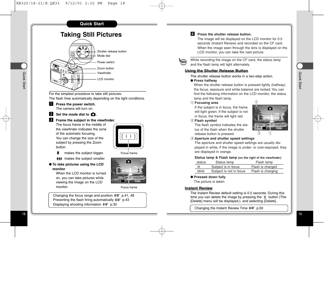 Taking still pictures | Epson Optio 430 User Manual | Page 11 / 51