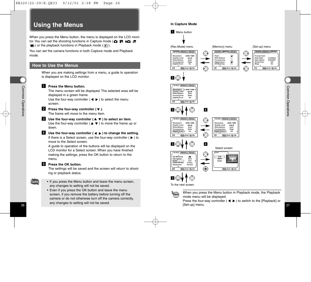 Using the menus, How to use the menus, Xc v c v | Epson Optio 430 User Manual | Page 15 / 51