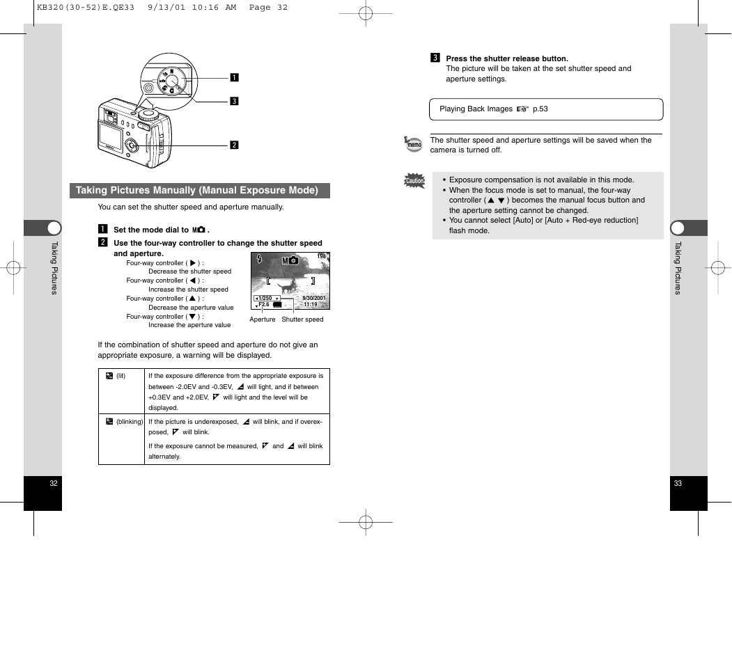 Taking pictures manually (manual exposure mode) | Epson Optio 430 User Manual | Page 18 / 51