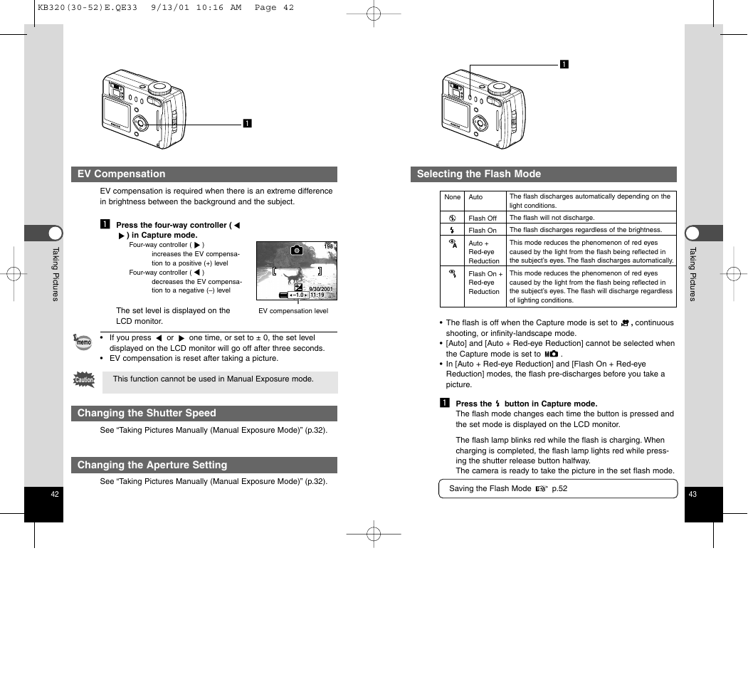 Ev compensation, Changing the shutter speed, Changing the aperture setting | Selecting the flash mode | Epson Optio 430 User Manual | Page 23 / 51