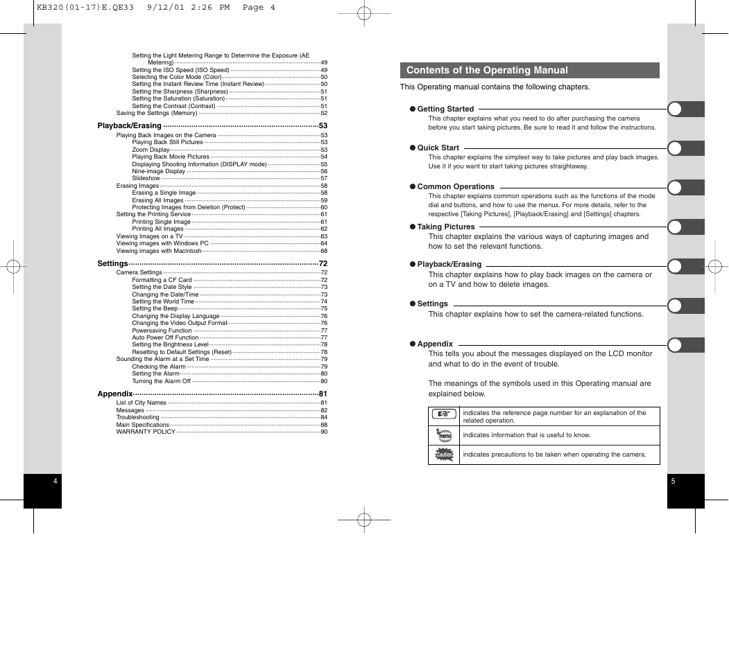 Contents of the operating manual | Epson Optio 430 User Manual | Page 4 / 51