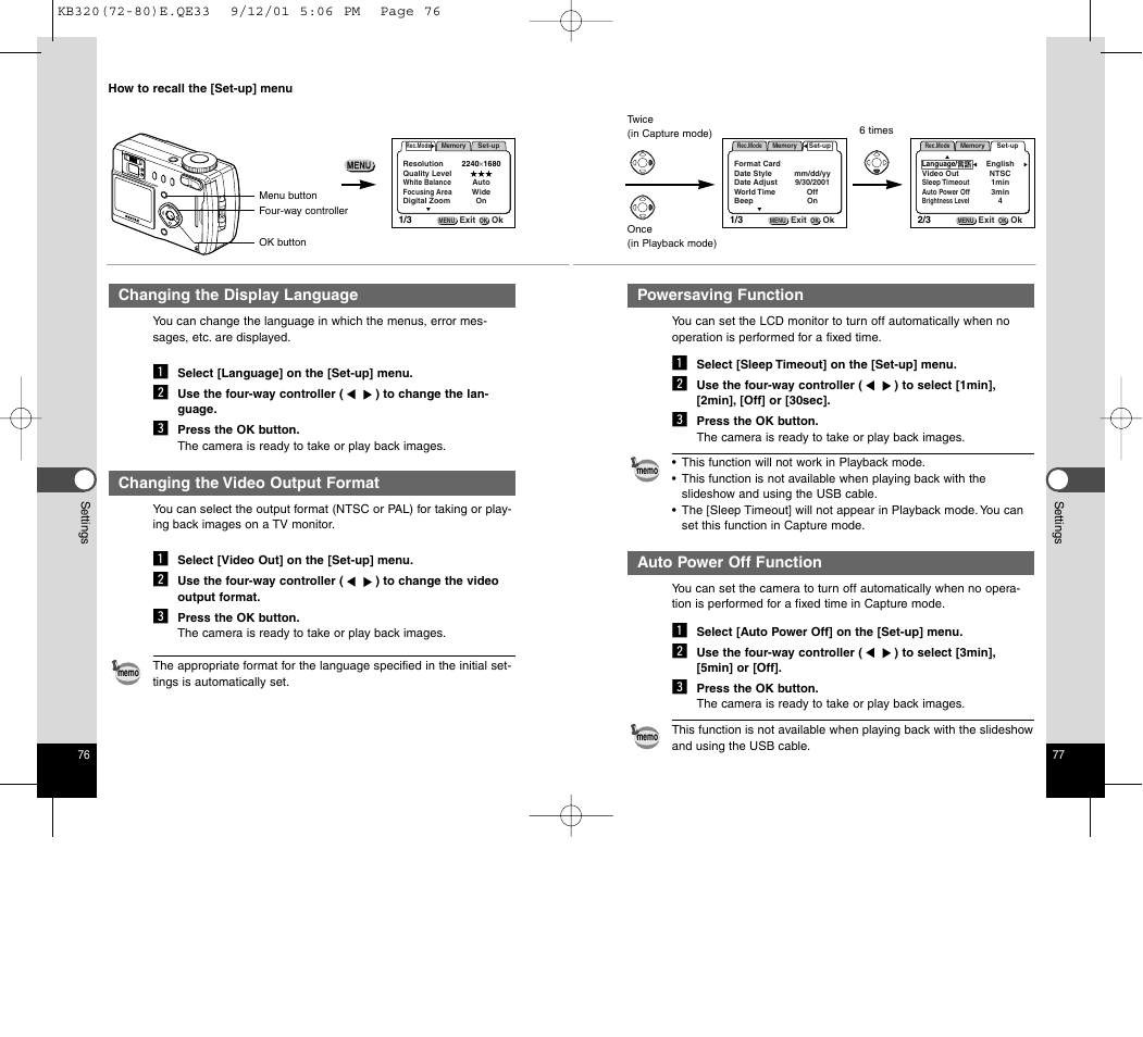 Powersaving function, Auto power off function, Changing the display language | Changing the video output format | Epson Optio 430 User Manual | Page 41 / 51