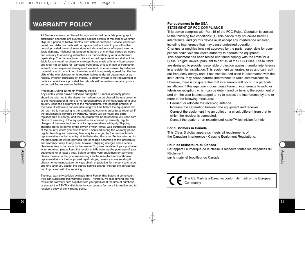 Warranty policy | Epson Optio 430 User Manual | Page 49 / 51
