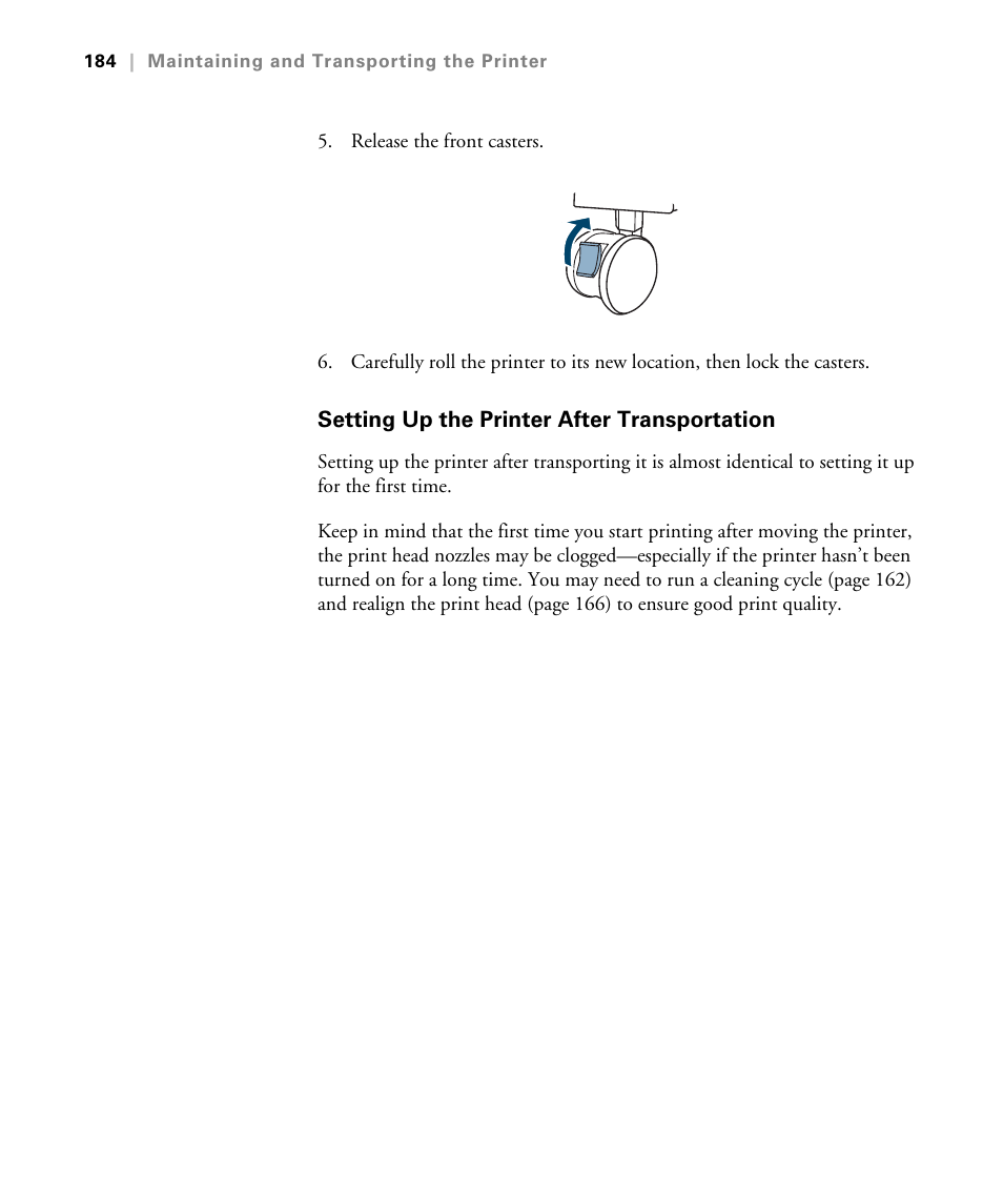 Setting up the printer after transportation | Epson STYLUS 7900 User Manual | Page 184 / 238