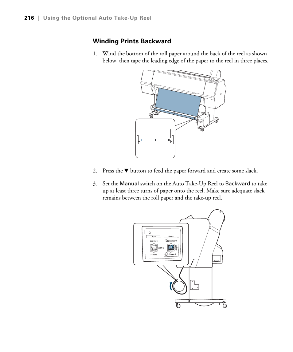 Winding prints backward | Epson STYLUS 7900 User Manual | Page 216 / 238