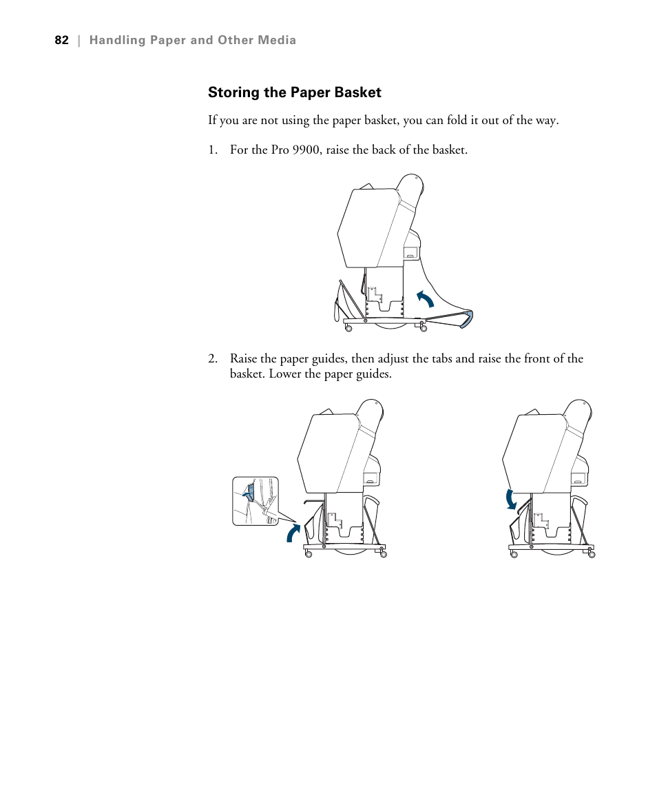 Storing the paper basket | Epson STYLUS 7900 User Manual | Page 82 / 238