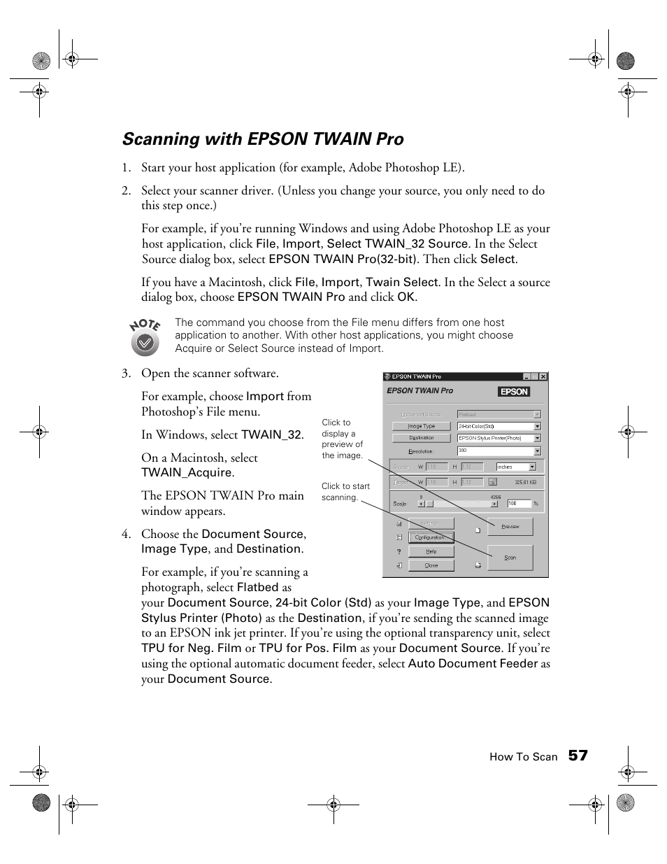 Scanning with epson twain pro | Epson Expression 1680 User Manual | Page 64 / 159