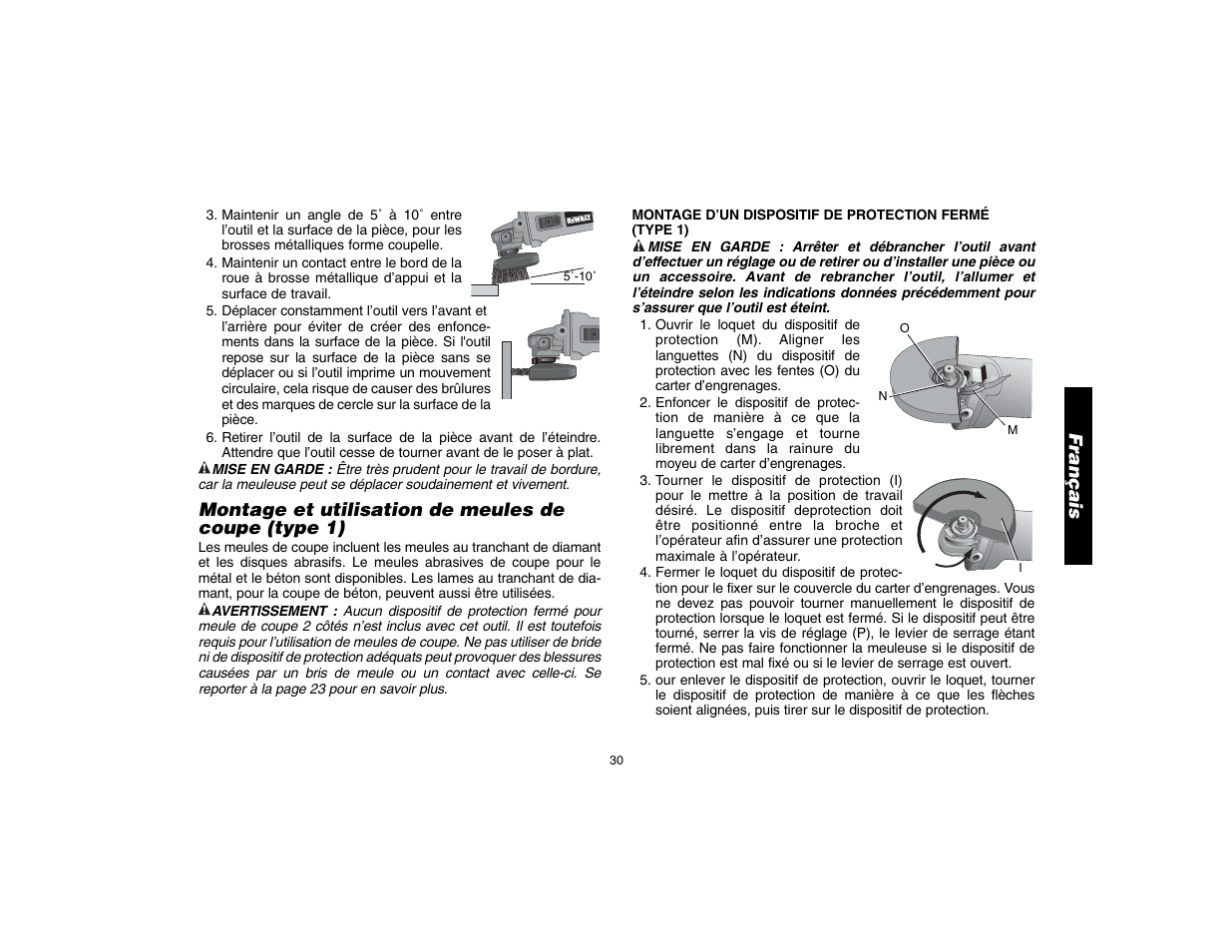 Français, Montage et utilisation de meules de coupe (type 1) | Epson D28402 User Manual | Page 31 / 52