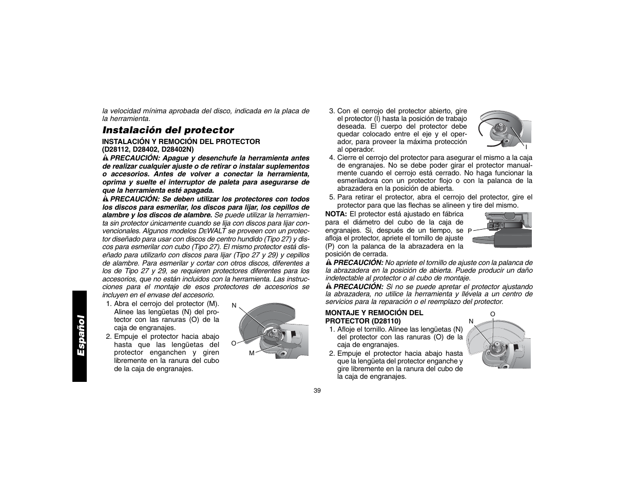 Español, Instalación del protector | Epson D28402 User Manual | Page 40 / 52