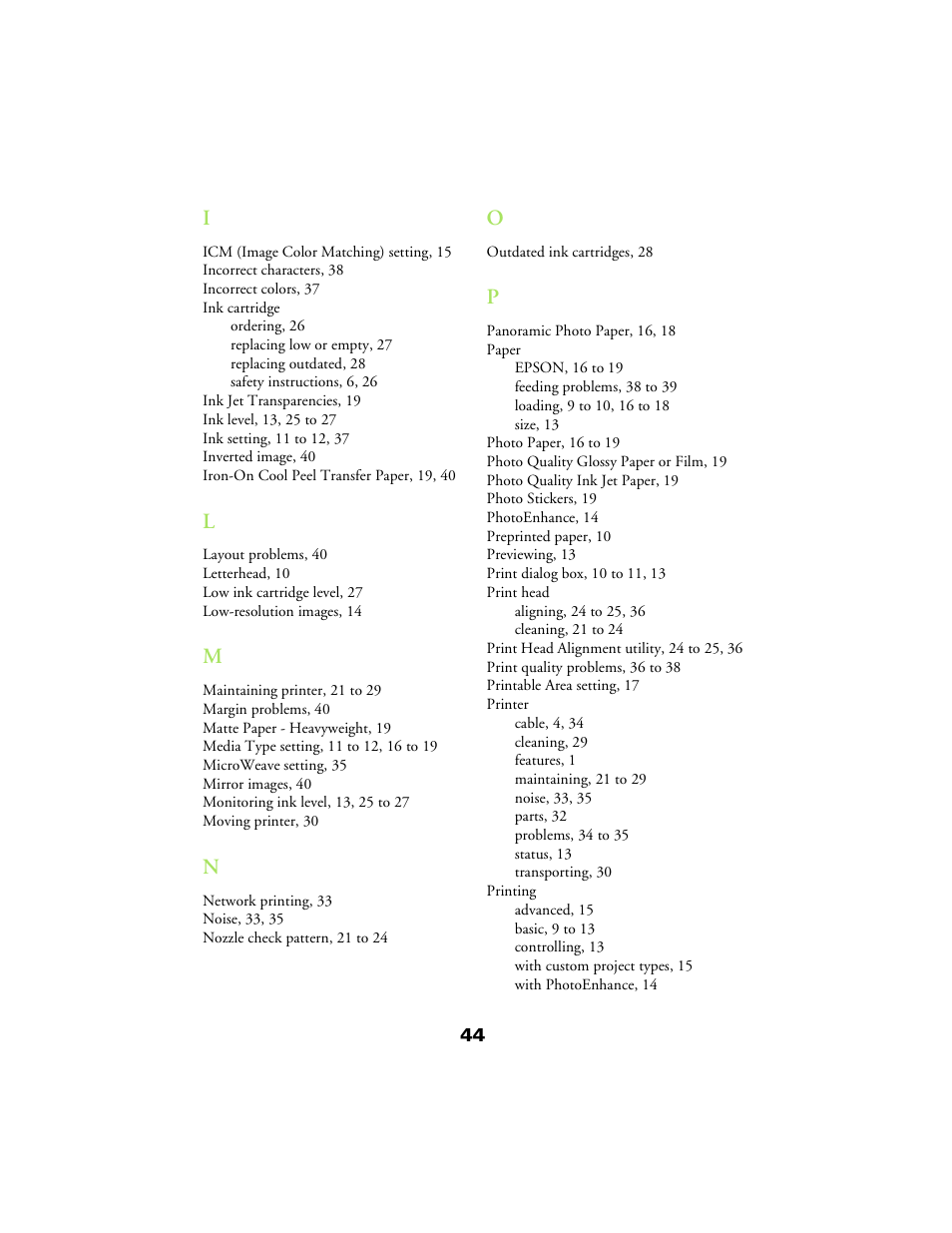 Epson 480SX User Manual | Page 48 / 53