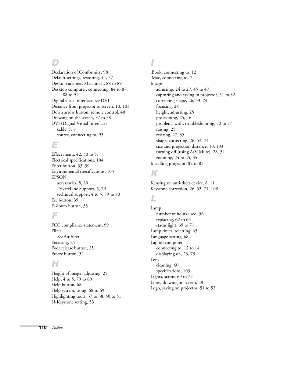 Epson 800p User Manual | Page 116 / 120