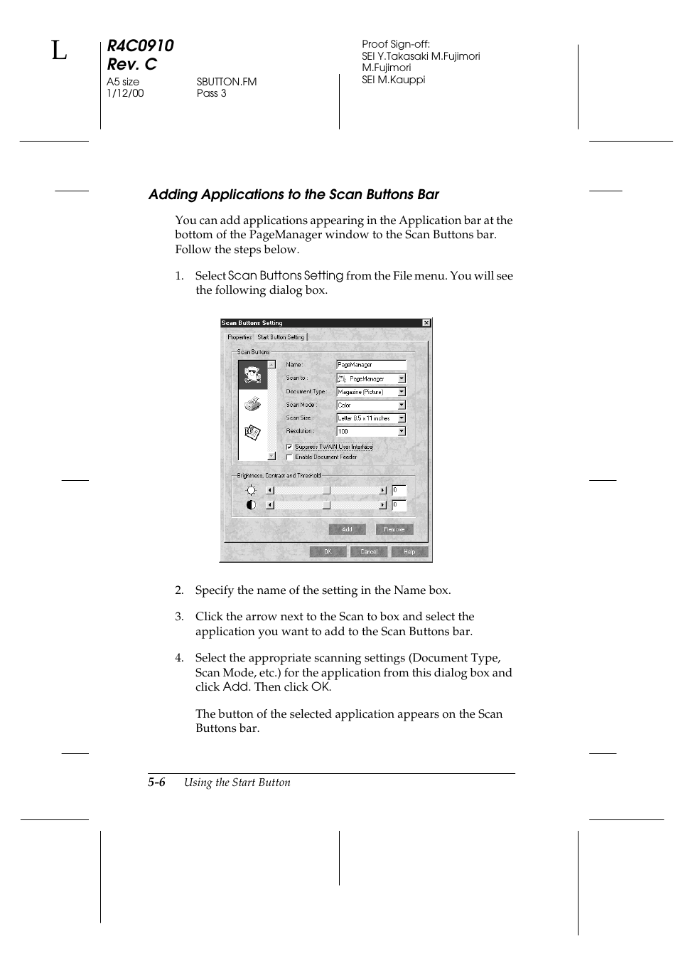 Adding applications to the scan buttons bar, Adding applications to the scan buttons bar -6 | Epson 1600 User Manual | Page 104 / 215