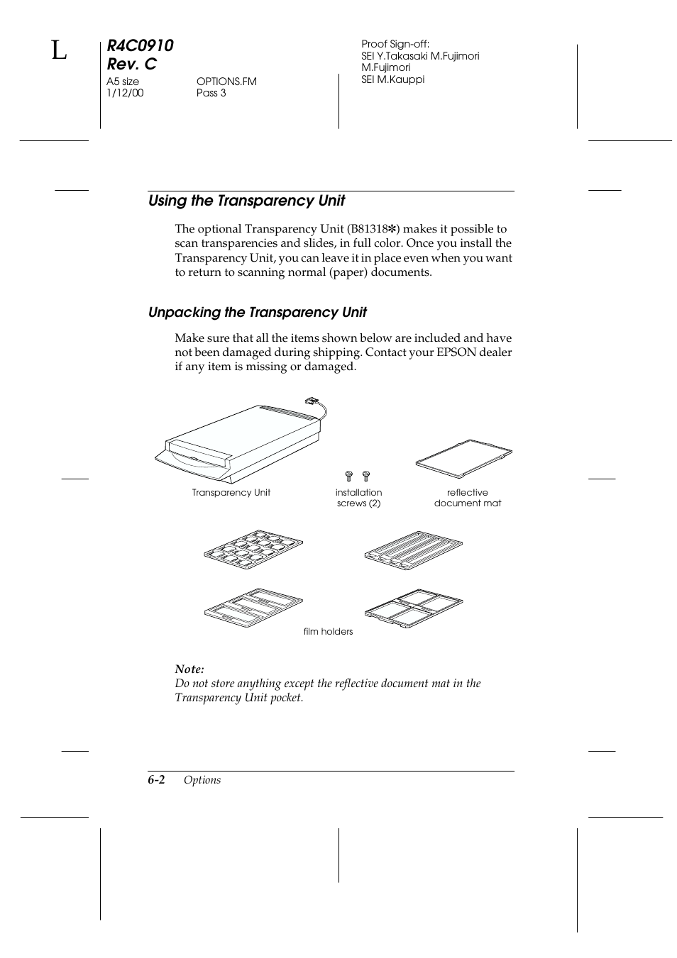 Using the transparency unit, Unpacking the transparency unit, Using the transparency unit -2 | Unpacking the transparency unit -2 | Epson 1600 User Manual | Page 116 / 215