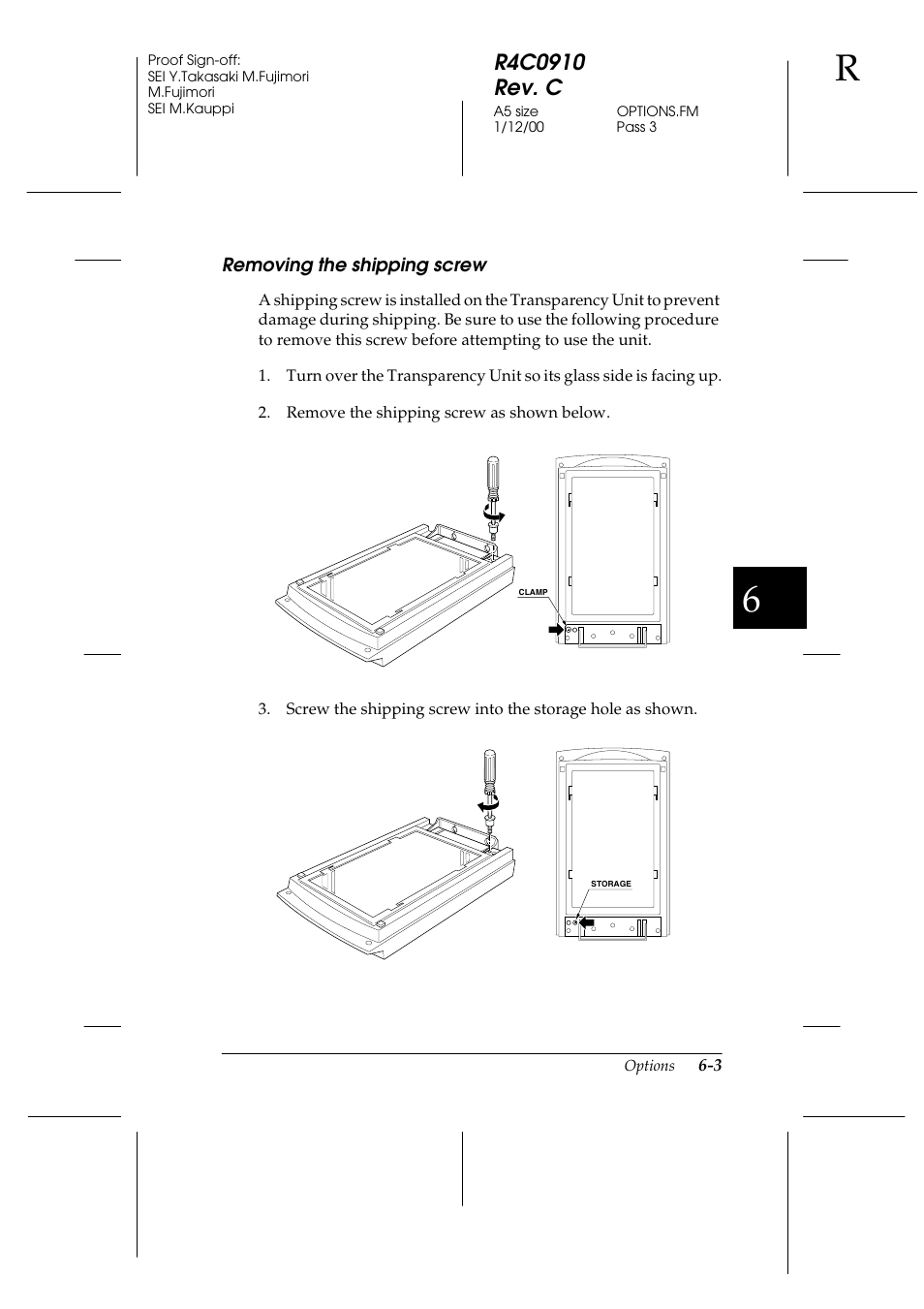 Removing the shipping screw, Removing the shipping screw -3 | Epson 1600 User Manual | Page 117 / 215