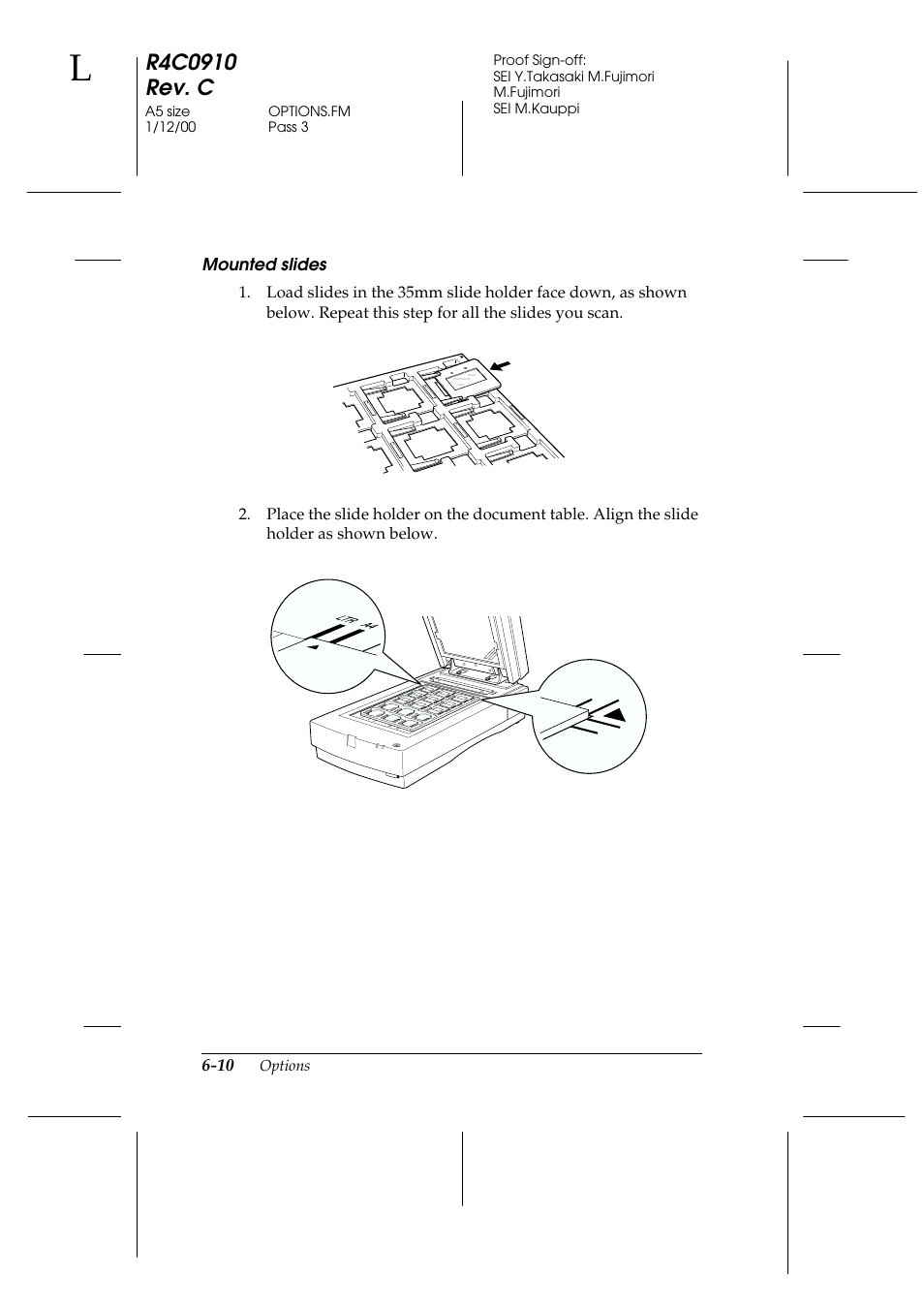 Mounted slides | Epson 1600 User Manual | Page 124 / 215