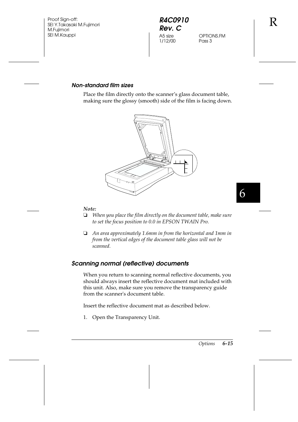 Non-standard film sizes, Scanning normal (reflective) documents, Scanning normal (reflective) documents -15 | Epson 1600 User Manual | Page 129 / 215