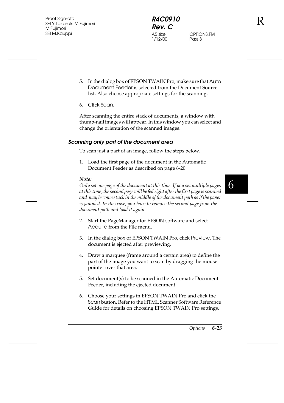 Scanning only part of the document area | Epson 1600 User Manual | Page 137 / 215