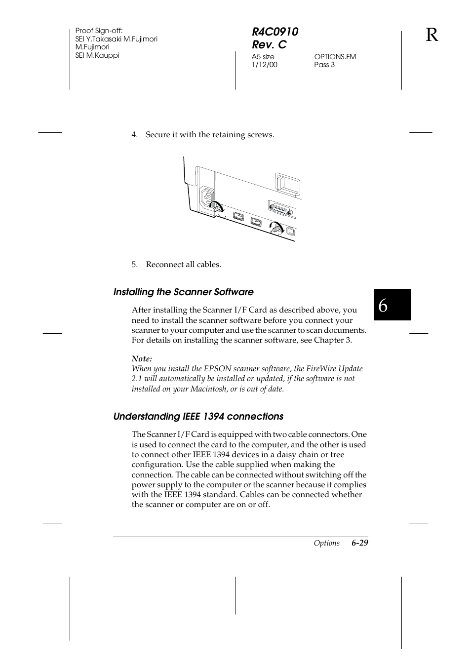 Installing the scanner software, Understanding ieee 1394 connections | Epson 1600 User Manual | Page 143 / 215