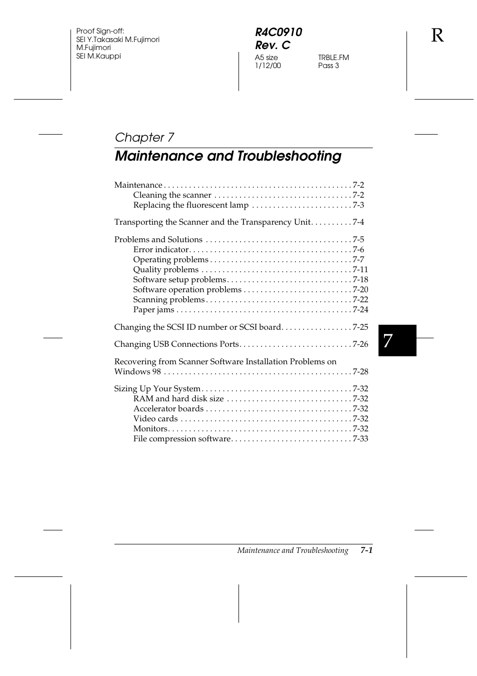 Maintenance and troubleshooting, Chapter 7 | Epson 1600 User Manual | Page 147 / 215