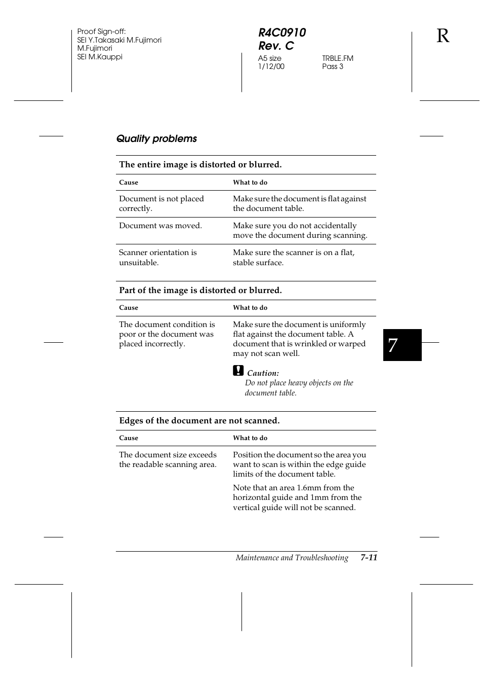 Quality problems, Quality problems -11 | Epson 1600 User Manual | Page 157 / 215